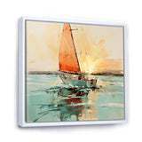Orange sunset sailing paint I - Boat Canvas Wall Art