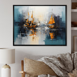 Moonlight sailboat collage horizon I - Boat Sailing Canvas Wall Art
