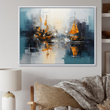 Moonlight sailboat collage horizon I - Boat Sailing Canvas Wall Art