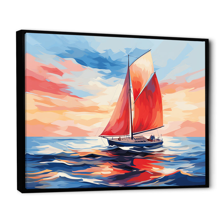 Sunset Sailing boat I - Boat Sailing Canvas Wall Art