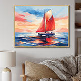 Sunset Sailing boat I - Boat Sailing Canvas Wall Art