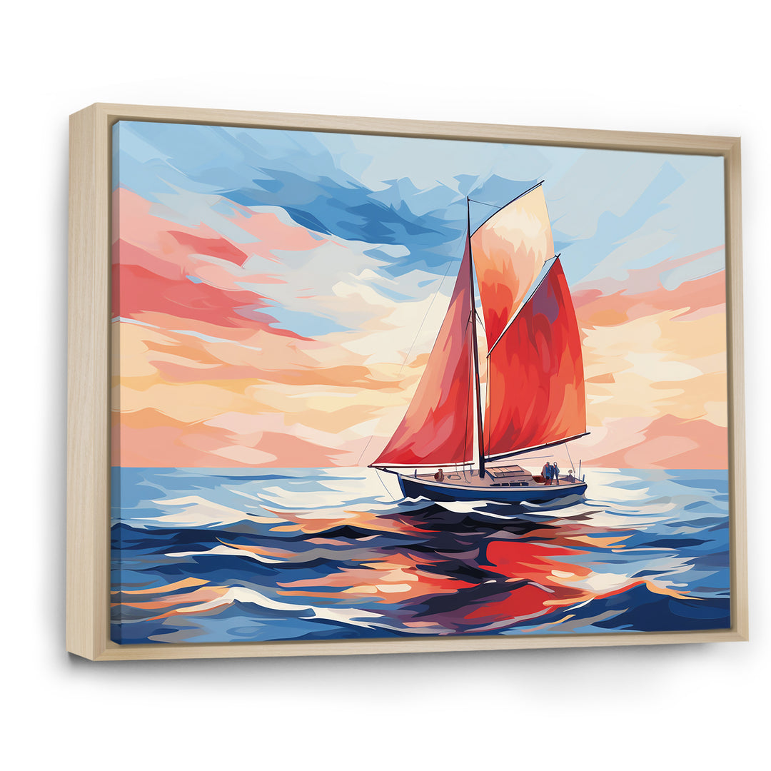 Sunset Sailing boat I - Boat Sailing Canvas Wall Art