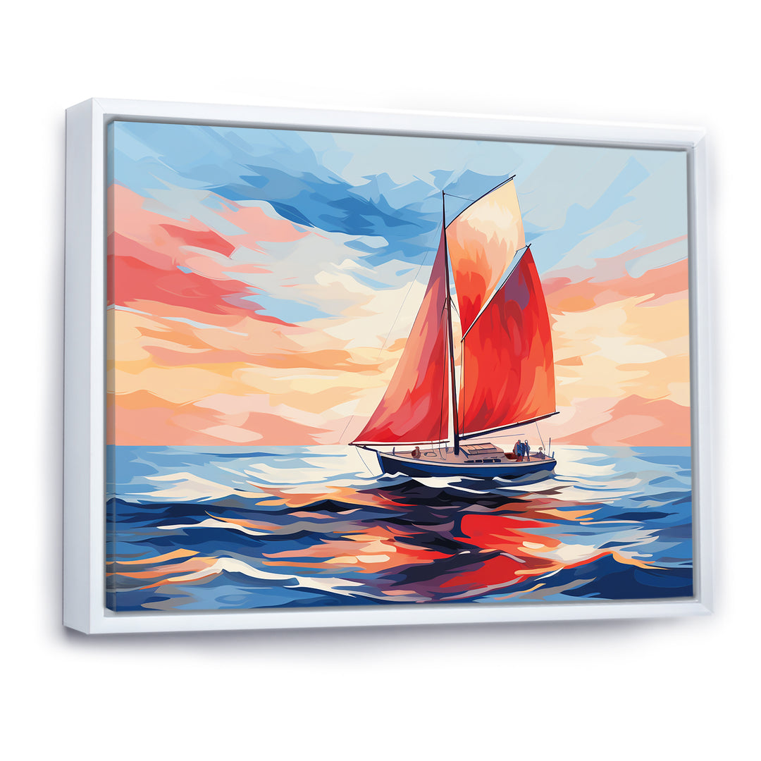 Sunset Sailing boat I - Boat Sailing Canvas Wall Art