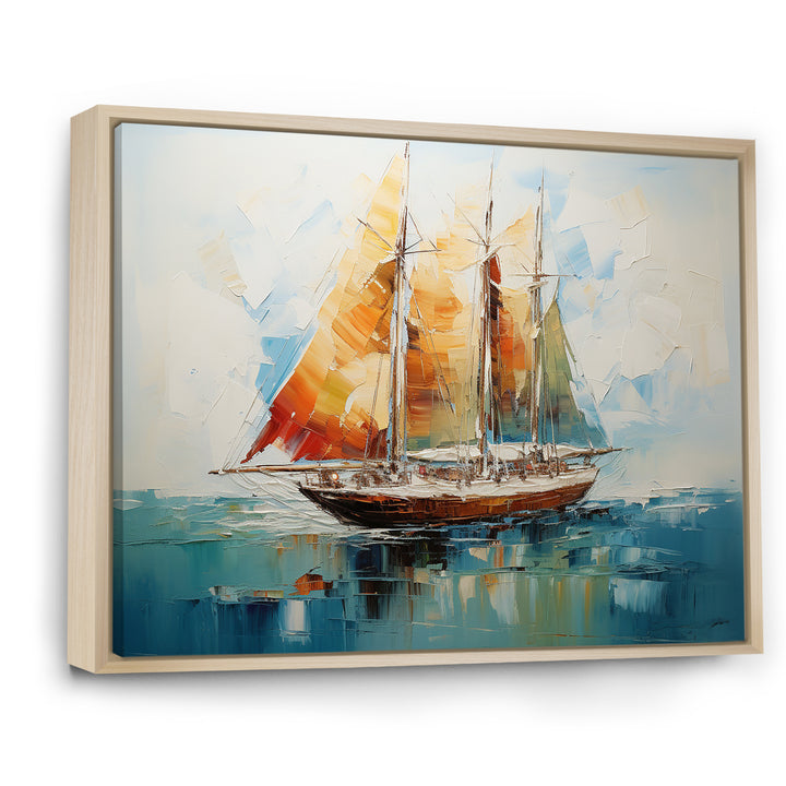 Moonlight sailboat horizon I - Boat Sailing Canvas Wall Art