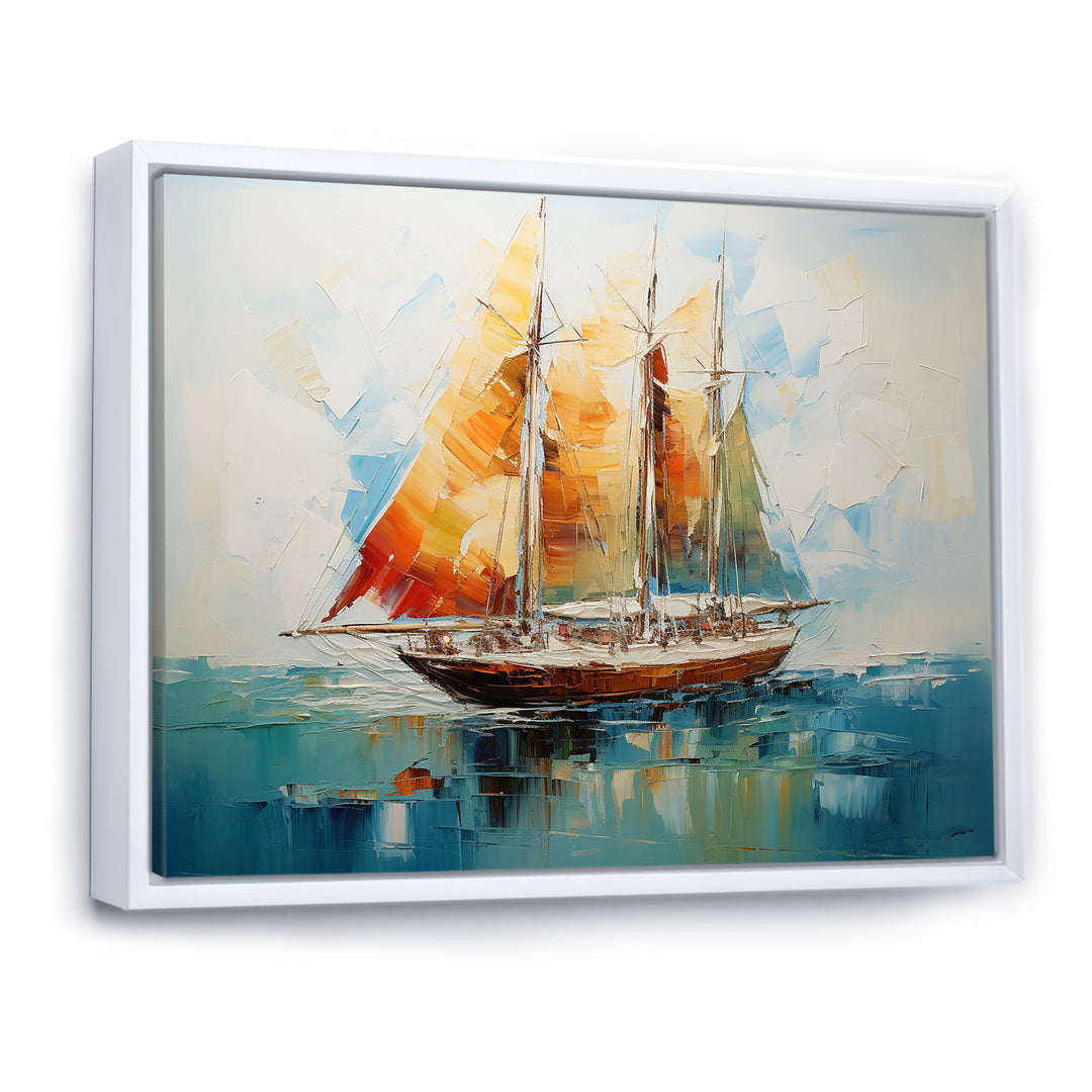 Moonlight sailboat horizon I - Boat Sailing Canvas Wall Art