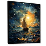 Moonlight sailing boat horizon I - Boat Sailing Canvas Wall Art