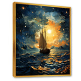 Moonlight sailing boat horizon I - Boat Sailing Canvas Wall Art