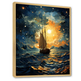 Moonlight sailing boat horizon I - Boat Sailing Canvas Wall Art