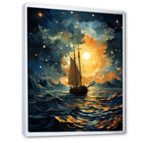 Moonlight sailing boat horizon I - Boat Sailing Canvas Wall Art
