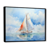 Coastal Serenity Watercolor Sailboat on the Horizon I - Boat Sailing Canvas Wall Art