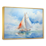 Coastal Serenity Watercolor Sailboat on the Horizon I - Boat Sailing Canvas Wall Art