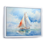 Coastal Serenity Watercolor Sailboat on the Horizon I - Boat Sailing Canvas Wall Art