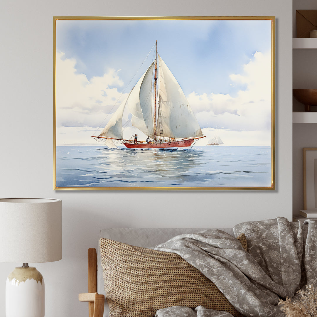 Seafaring Symphony Sailboat Serenity - Boat Sailing Canvas Wall Art