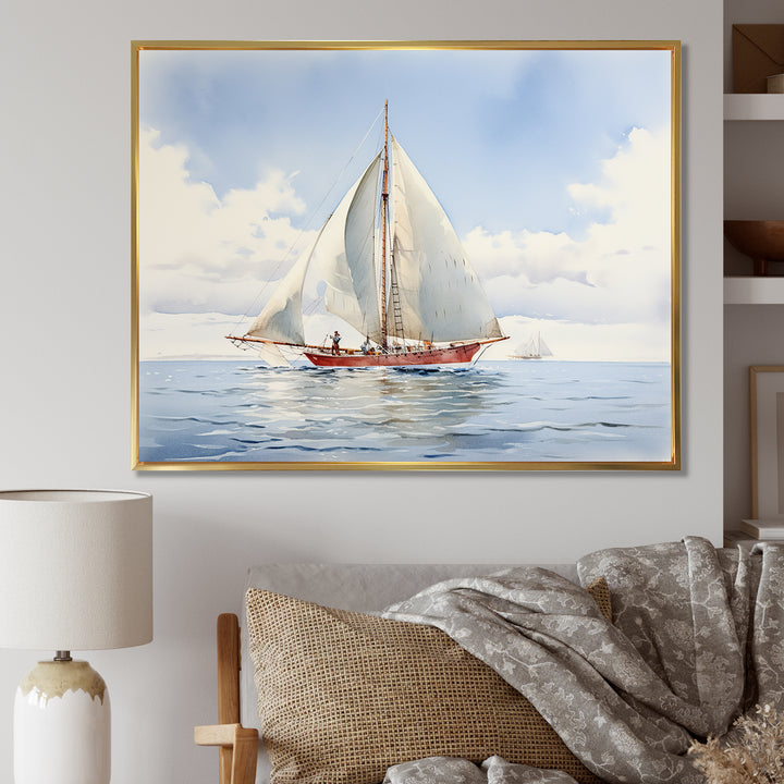 Seafaring Symphony Sailboat Serenity - Boat Sailing Canvas Wall Art