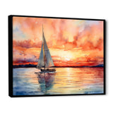 Pastel colors sailboat sunset V - Boat Sailing Canvas Wall Art