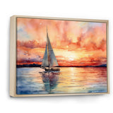 Pastel colors sailboat sunset V - Boat Sailing Canvas Wall Art
