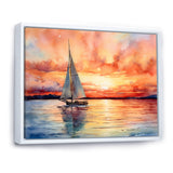 Pastel colors sailboat sunset V - Boat Sailing Canvas Wall Art