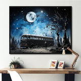 Moonlight urban bus - Bus Canvas Wall Art