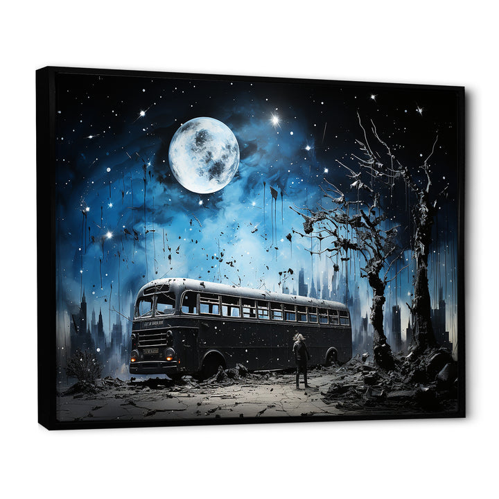 Moonlight urban bus - Bus Canvas Wall Art