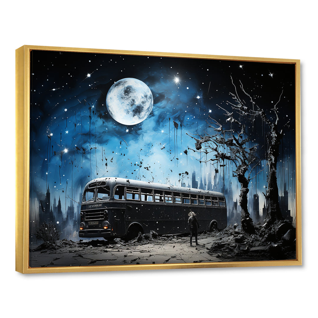 Moonlight urban bus - Bus Canvas Wall Art