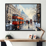 London urban red bus in UK - Bus Canvas Wall Art