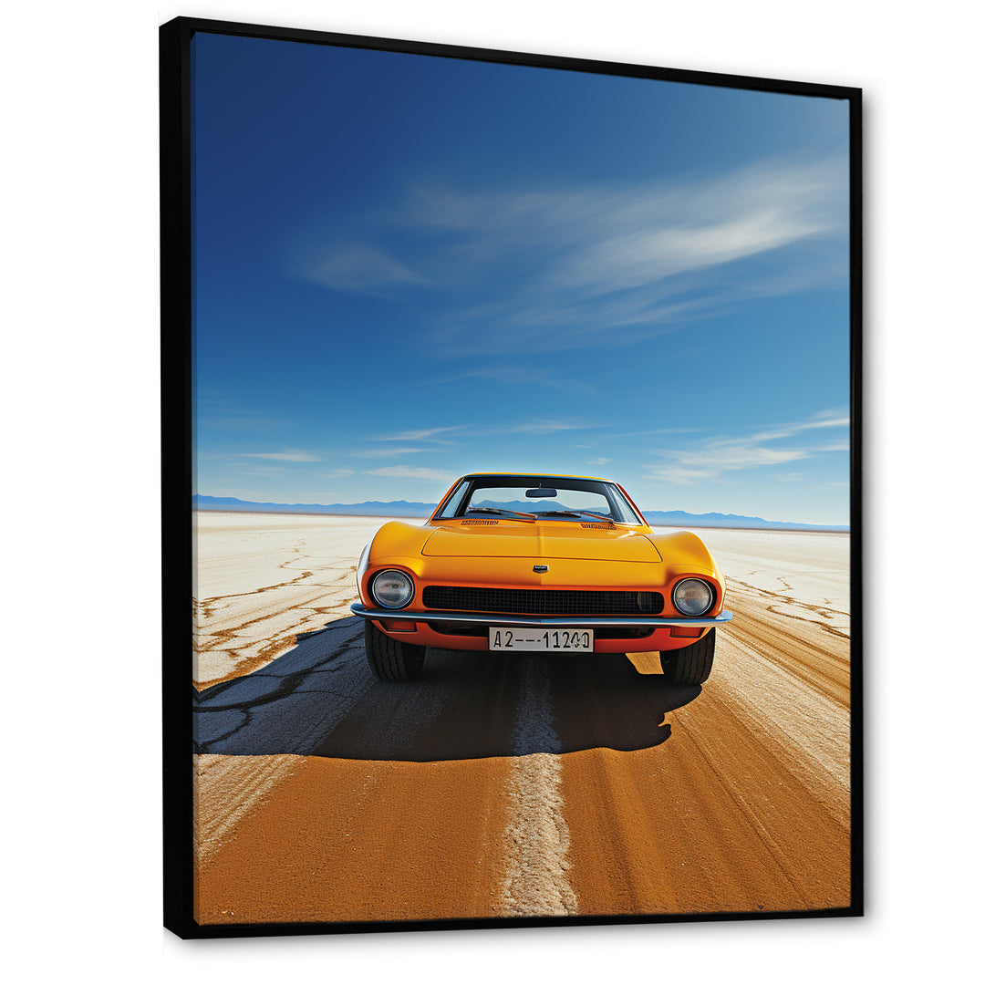 Yellow American muscle Car speedway - Car Muscle Car Canvas Wall Art
