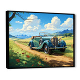 Green Classic American Car on a Lush Green Meadow - Car Old American Canvas Wall Art