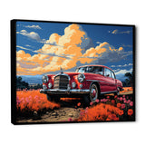 Vintage Escape Classic Car Among orange Blooms - Car Old American Canvas Wall Art