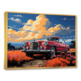 Vintage Escape Classic Car Among orange Blooms - Car Old American Canvas Wall Art