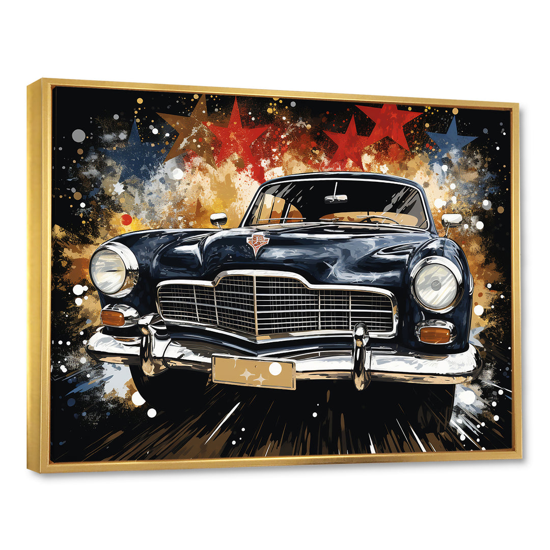 Black classic Vintage American car - Car Old American Canvas Wall Art