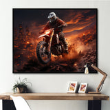 Orange and black Dirt Bike rider I - Motorcycle Canvas Wall Art
