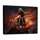 Orange and black Dirt Bike rider I - Motorcycle Canvas Wall Art