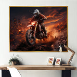 Orange and black Dirt Bike rider I - Motorcycle Canvas Wall Art