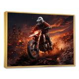 Orange and black Dirt Bike rider I - Motorcycle Canvas Wall Art