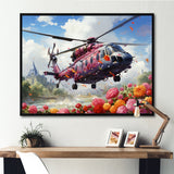 Helicopter springtime flowers horizon - Helicopter Canvas Wall Art