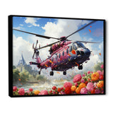 Helicopter springtime flowers horizon - Helicopter Canvas Wall Art