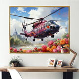 Helicopter springtime flowers horizon - Helicopter Canvas Wall Art