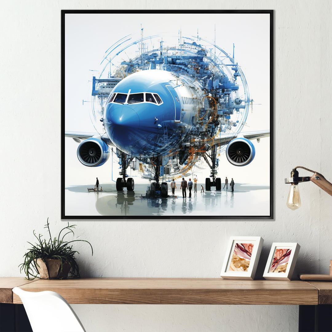 Air plane macro blueprint - Plane Canvas Wall Art