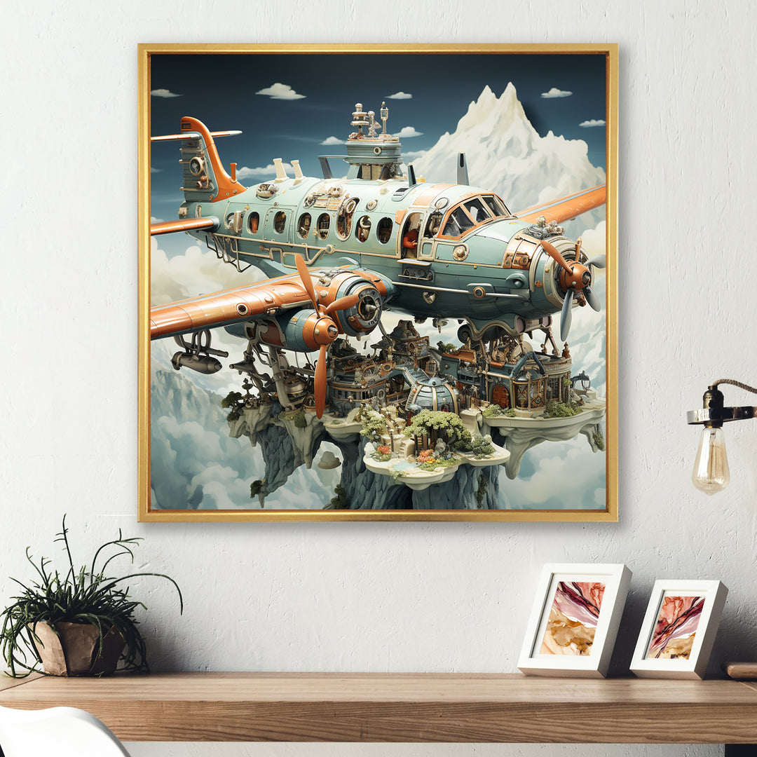 Surreal Plane in the jungle - Plane Canvas Wall Art