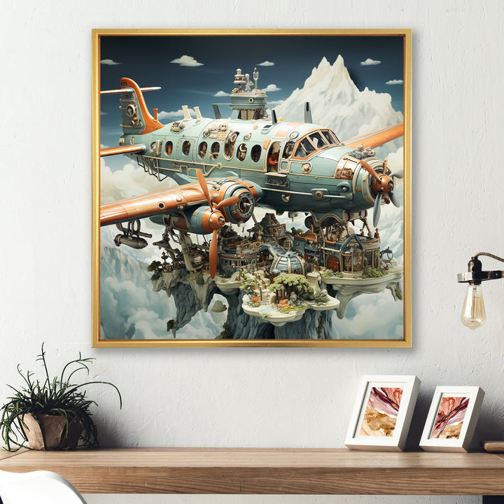 Surreal Plane in the jungle - Plane Canvas Wall Art