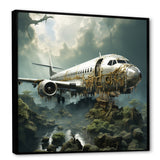 Green crashed Plane in the jungle - Plane Canvas Wall Art