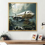 Green crashed Plane in the jungle - Plane Canvas Wall Art