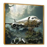Green crashed Plane in the jungle - Plane Canvas Wall Art