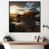 Orange crashed Plane in the jungle - Plane Canvas Wall Art