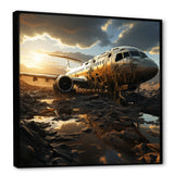 Orange crashed Plane in the jungle - Plane Canvas Wall Art