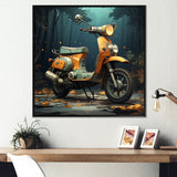 Orange Scotter on the streets - Scooter Canvas Wall Art