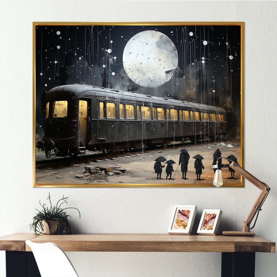 Black Union train station I - Transportation Train Canvas Wall Art