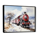 Red and white beautiful countryside train - Transportation Train Canvas Wall Art
