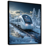 Christmas snow Train Journey I - Transportation Train Canvas Wall Art