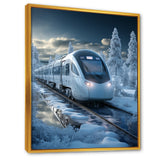 Christmas snow Train Journey I - Transportation Train Canvas Wall Art